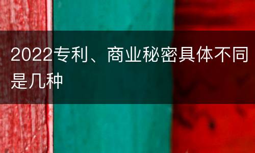 2022专利、商业秘密具体不同是几种