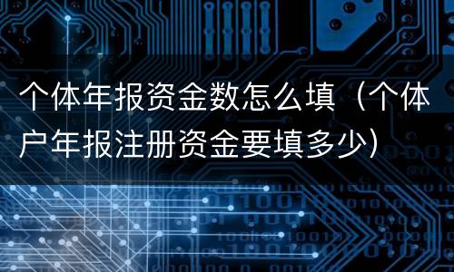 个体年报资金数怎么填（个体户年报注册资金要填多少）