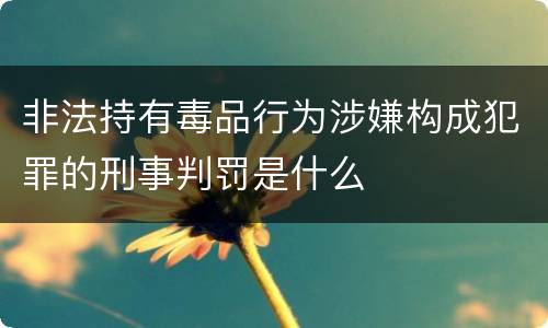 非法持有毒品行为涉嫌构成犯罪的刑事判罚是什么