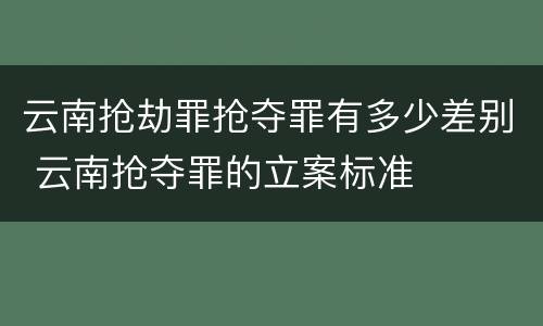 云南抢劫罪抢夺罪有多少差别 云南抢夺罪的立案标准