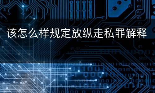 该怎么样规定放纵走私罪解释
