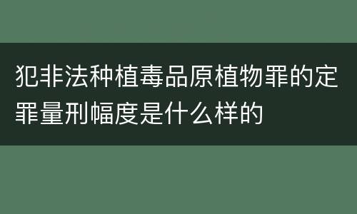 犯非法种植毒品原植物罪的定罪量刑幅度是什么样的