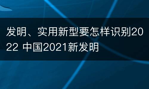 发明、实用新型要怎样识别2022 中国2021新发明