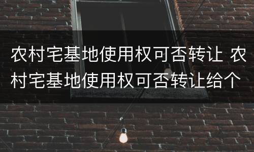 农村宅基地使用权可否转让 农村宅基地使用权可否转让给个人