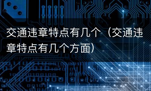 交通违章特点有几个（交通违章特点有几个方面）