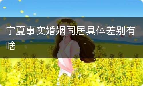 宁夏事实婚姻同居具体差别有啥