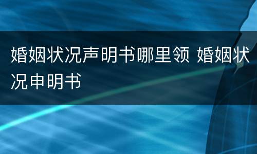 婚姻状况声明书哪里领 婚姻状况申明书
