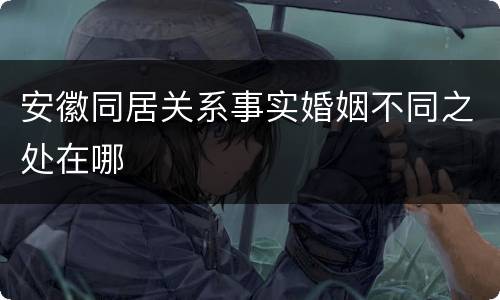 安徽同居关系事实婚姻不同之处在哪