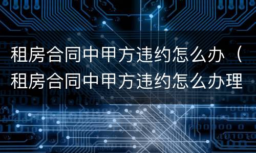租房合同中甲方违约怎么办（租房合同中甲方违约怎么办理）