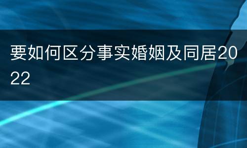 要如何区分事实婚姻及同居2022