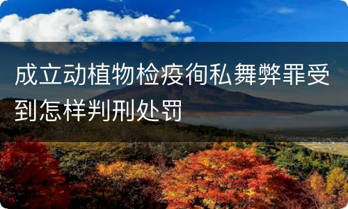 成立动植物检疫徇私舞弊罪受到怎样判刑处罚