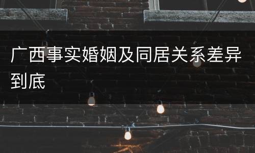 广西事实婚姻及同居关系差异到底