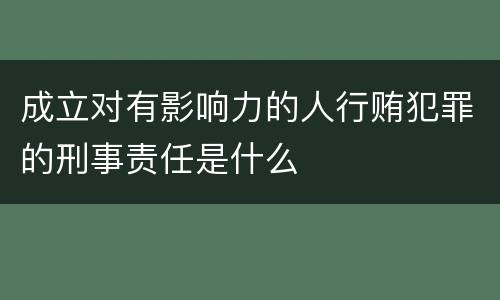 成立对有影响力的人行贿犯罪的刑事责任是什么