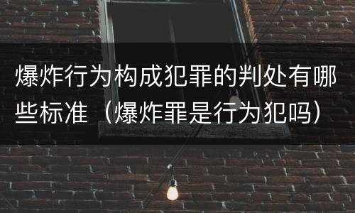 爆炸行为构成犯罪的判处有哪些标准（爆炸罪是行为犯吗）