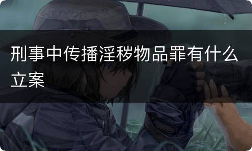 刑事中传播淫秽物品罪有什么立案