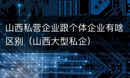 山西私营企业跟个体企业有啥区别（山西大型私企）