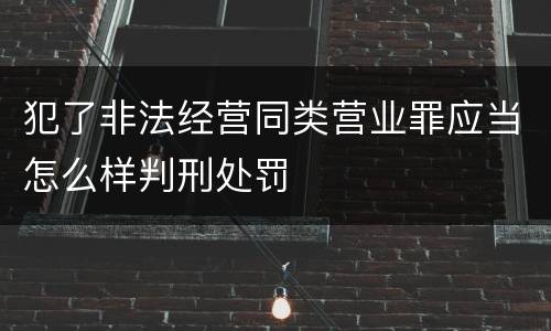 犯了非法经营同类营业罪应当怎么样判刑处罚