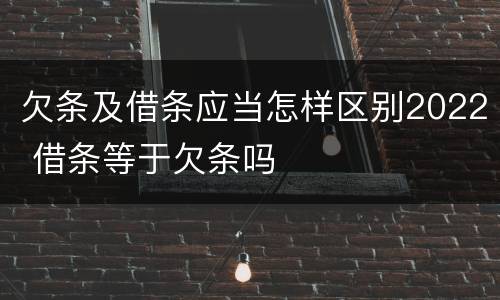 欠条及借条应当怎样区别2022 借条等于欠条吗