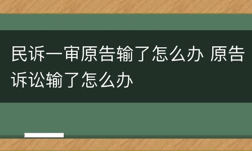 民诉一审原告输了怎么办 原告诉讼输了怎么办