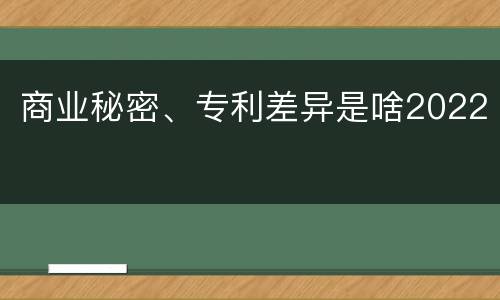 商业秘密、专利差异是啥2022