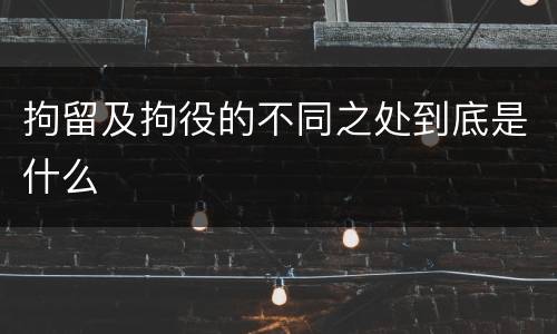 拘留及拘役的不同之处到底是什么