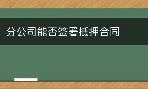 分公司能否签署抵押合同