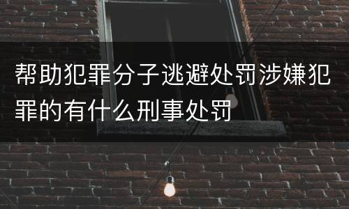 帮助犯罪分子逃避处罚涉嫌犯罪的有什么刑事处罚