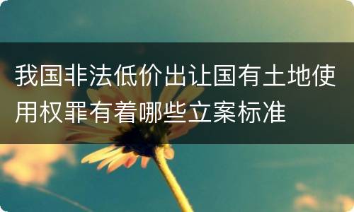 我国非法低价出让国有土地使用权罪有着哪些立案标准