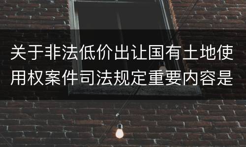 关于非法低价出让国有土地使用权案件司法规定重要内容是什么