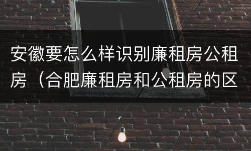 安徽要怎么样识别廉租房公租房（合肥廉租房和公租房的区别）