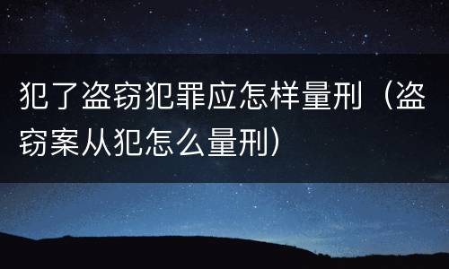 犯了盗窃犯罪应怎样量刑（盗窃案从犯怎么量刑）