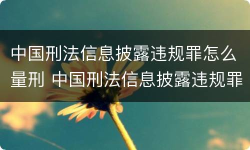 中国刑法信息披露违规罪怎么量刑 中国刑法信息披露违规罪怎么量刑的