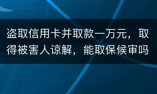 盗取信用卡并取款一万元，取得被害人谅解，能取保候审吗