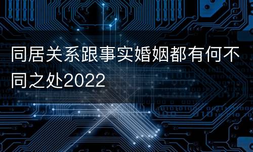 同居关系跟事实婚姻都有何不同之处2022