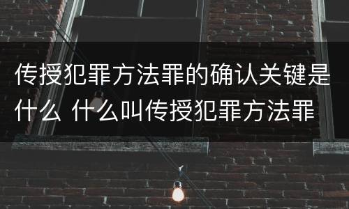 传授犯罪方法罪的确认关键是什么 什么叫传授犯罪方法罪