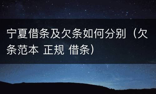 宁夏借条及欠条如何分别（欠条范本 正规 借条）
