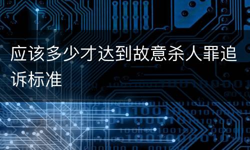 应该多少才达到故意杀人罪追诉标准