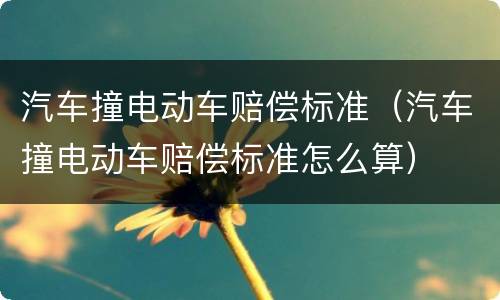 汽车撞电动车赔偿标准（汽车撞电动车赔偿标准怎么算）