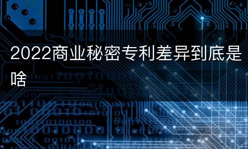 2022商业秘密专利差异到底是啥