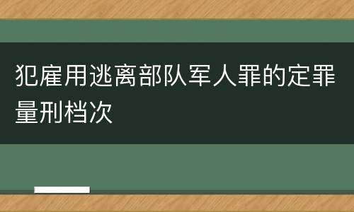 犯雇用逃离部队军人罪的定罪量刑档次