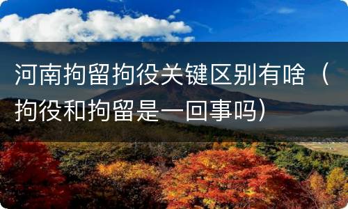 河南拘留拘役关键区别有啥（拘役和拘留是一回事吗）