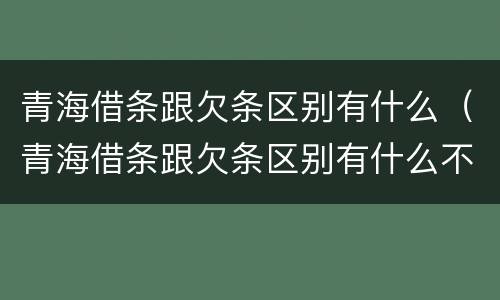 青海借条跟欠条区别有什么（青海借条跟欠条区别有什么不一样）
