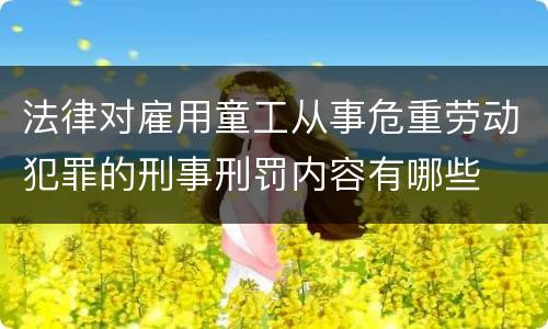 法律对雇用童工从事危重劳动犯罪的刑事刑罚内容有哪些