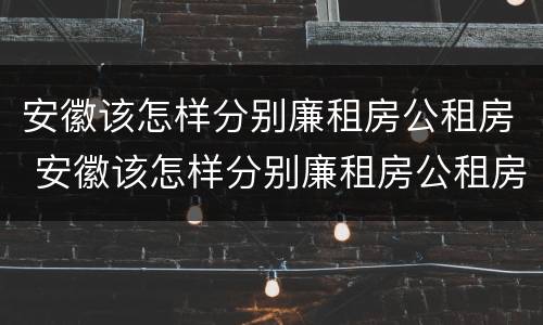 安徽该怎样分别廉租房公租房 安徽该怎样分别廉租房公租房和私租房
