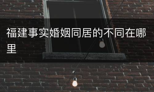福建事实婚姻同居的不同在哪里