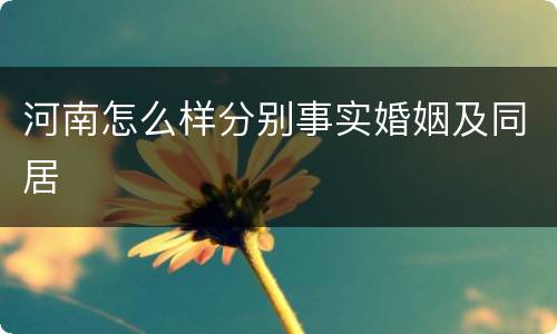 河南怎么样分别事实婚姻及同居