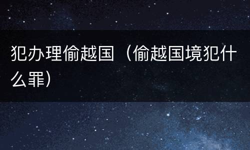 犯办理偷越国（偷越国境犯什么罪）