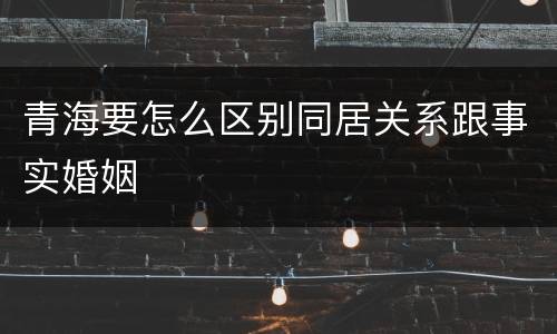 青海要怎么区别同居关系跟事实婚姻
