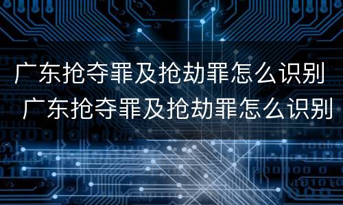 广东抢夺罪及抢劫罪怎么识别 广东抢夺罪及抢劫罪怎么识别的