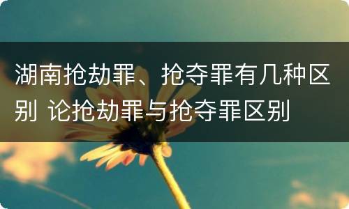 湖南抢劫罪、抢夺罪有几种区别 论抢劫罪与抢夺罪区别